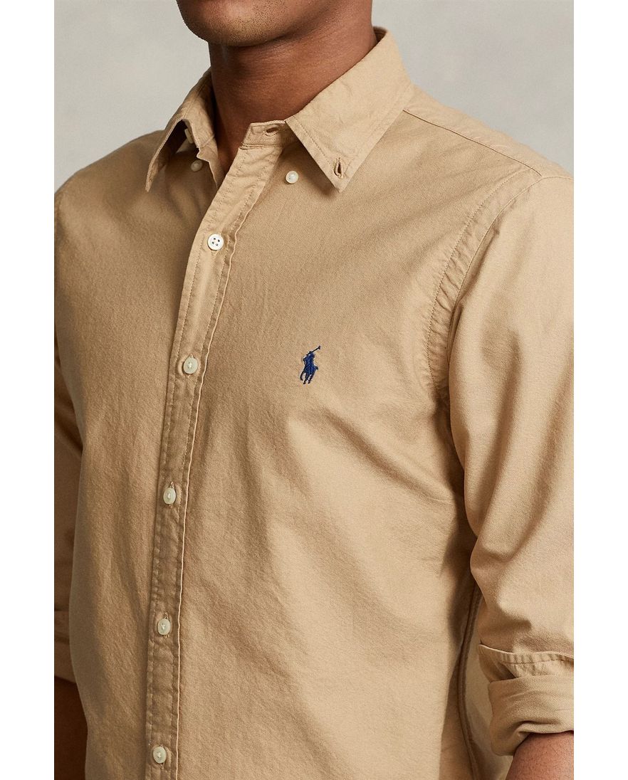 Polo Ralph Lauren casual overhemd slim fit beige effen