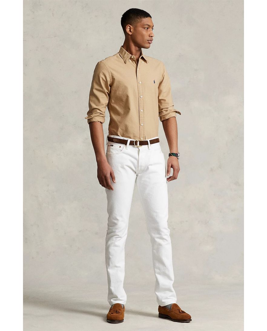 Polo Ralph Lauren casual overhemd slim fit beige effen