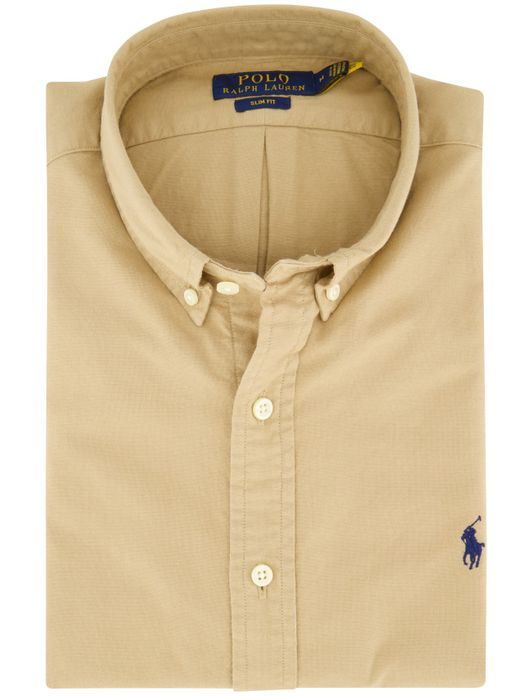 casual overhemd Polo Ralph Lauren beige effen katoen slim fit