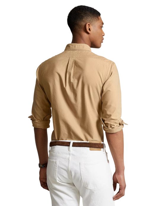 casual overhemd Polo Ralph Lauren beige effen katoen slim fit