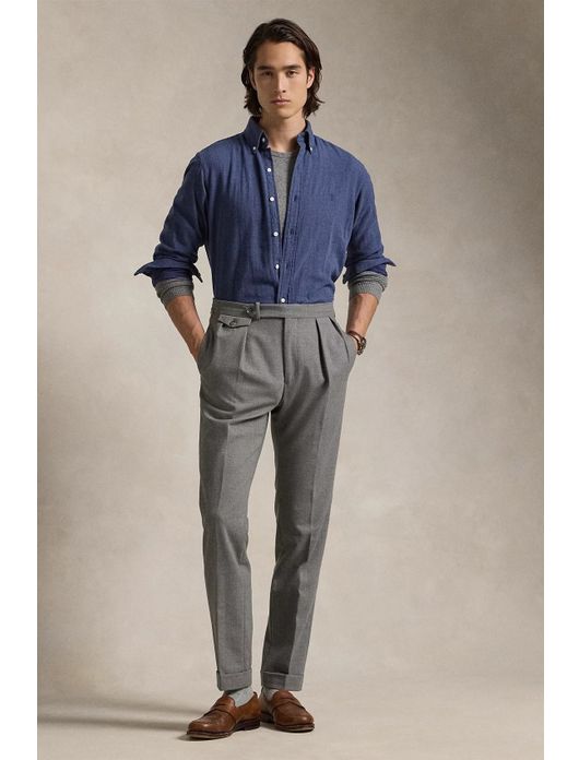 casual overhemd Polo Ralph Lauren donkerblauw effen katoen wijde fit