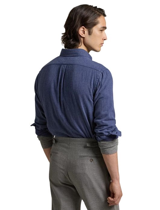 casual overhemd Polo Ralph Lauren donkerblauw effen katoen wijde fit