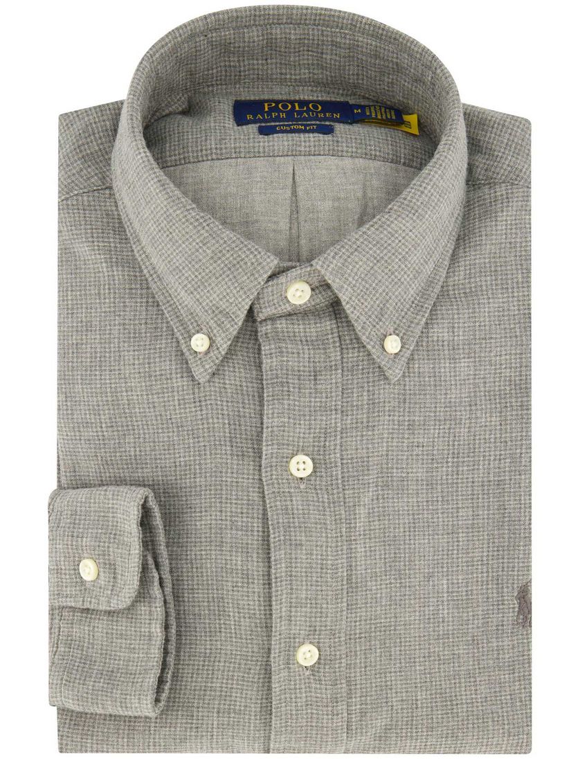 Polo Ralph Lauren casual overhemd grijs effen Custom Fit