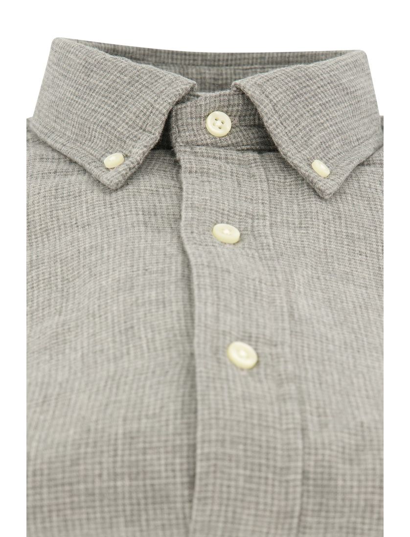 Polo Ralph Lauren casual overhemd grijs effen Custom Fit