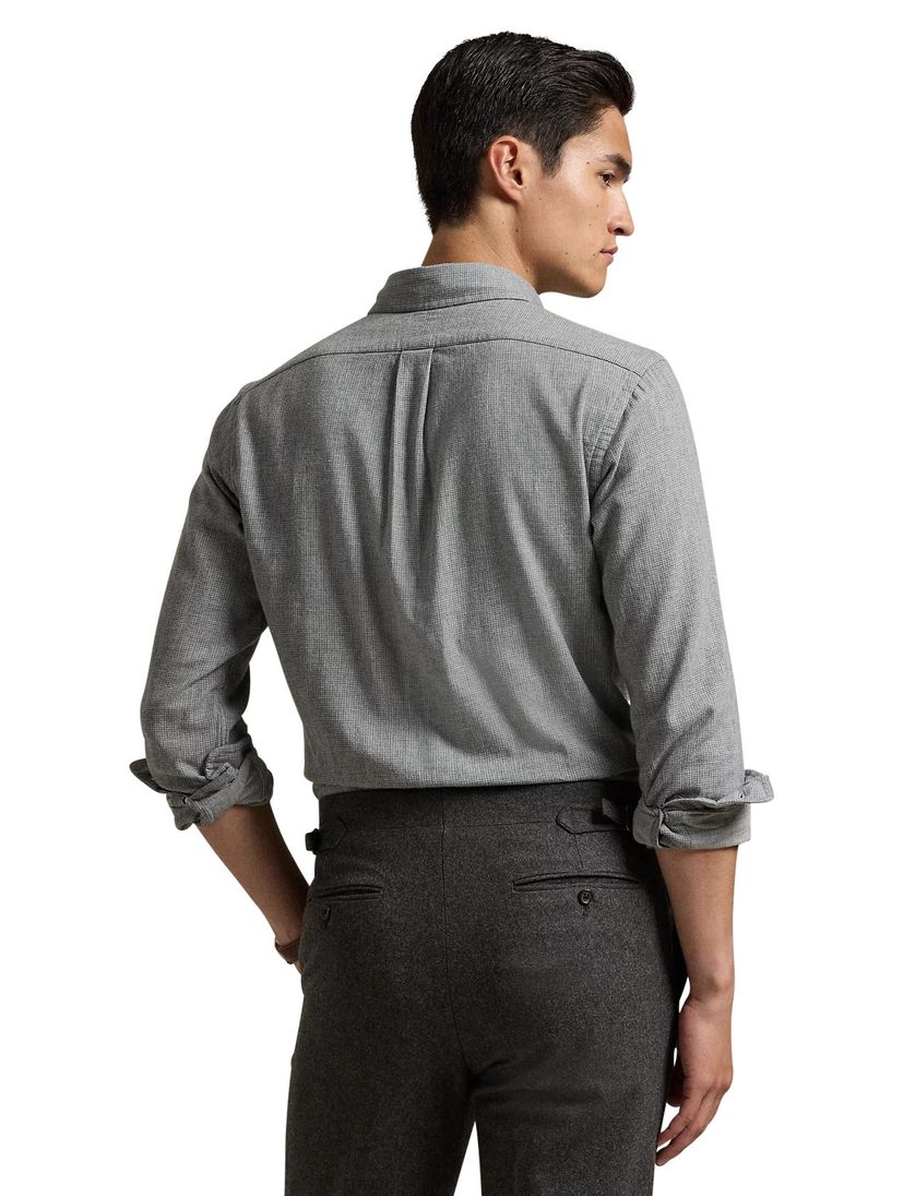 Polo Ralph Lauren casual overhemd grijs effen Custom Fit