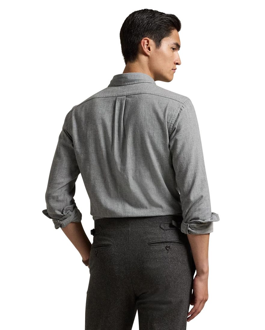 Polo Ralph Lauren casual overhemd grijs effen Custom Fit