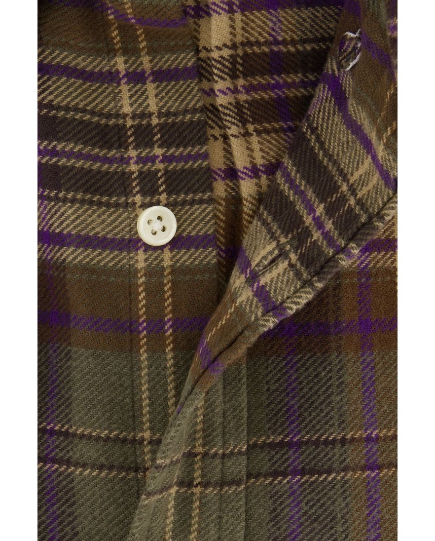 Polo Ralph Lauren overhemd groen bruin katoen flanel Custom Fit