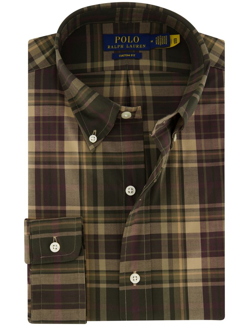 Polo Ralph Lauren Custom Fit overhemd groen geruit katoen