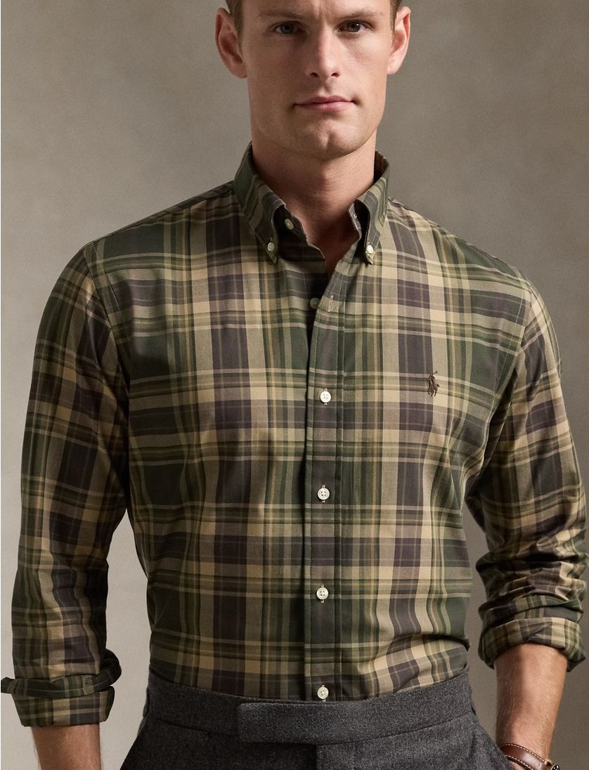 Polo Ralph Lauren Custom Fit overhemd groen geruit katoen