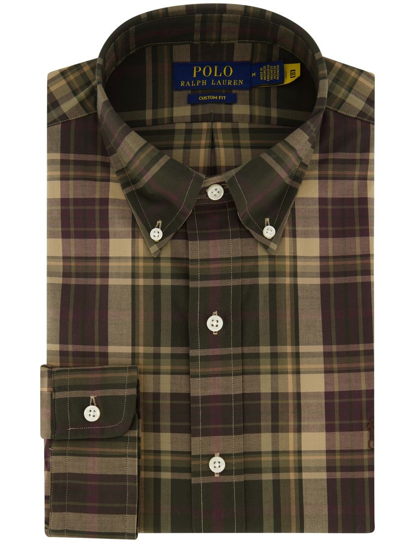Polo Ralph Lauren Custom Fit overhemd groen geruit katoen