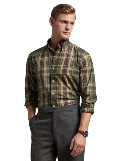 Polo Ralph Lauren Polo Ralph Lauren overhemd groen geruit stretch Custom Fit