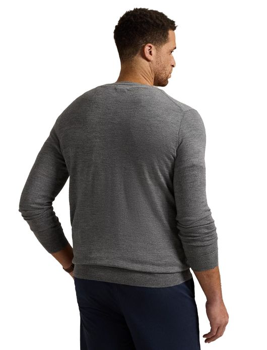 Polo Ralph Lauren trui effen grijs merinowol wijde fit