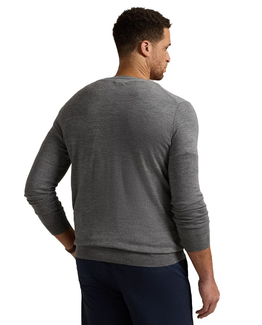 Polo Ralph Lauren trui effen grijs merinowol wijde fit