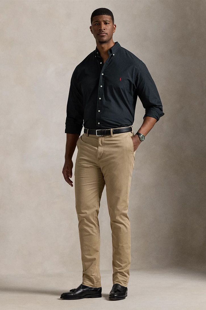 katoenen overhemd Polo Ralph Lauren zwart Big & Tall
