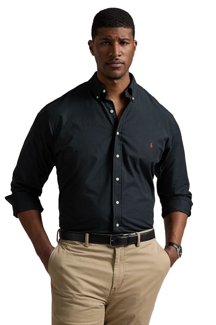 katoenen overhemd Polo Ralph Lauren zwart Big & Tall