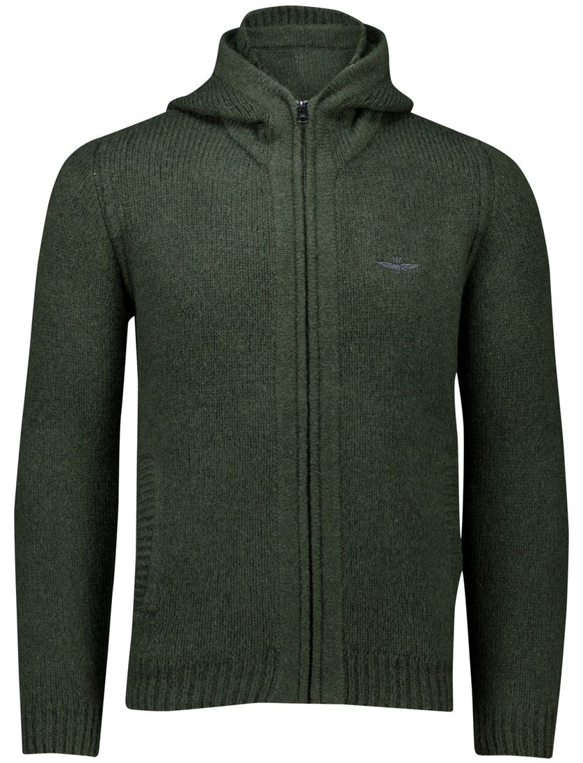 vest Aeronautica Militare effen groen gebreid