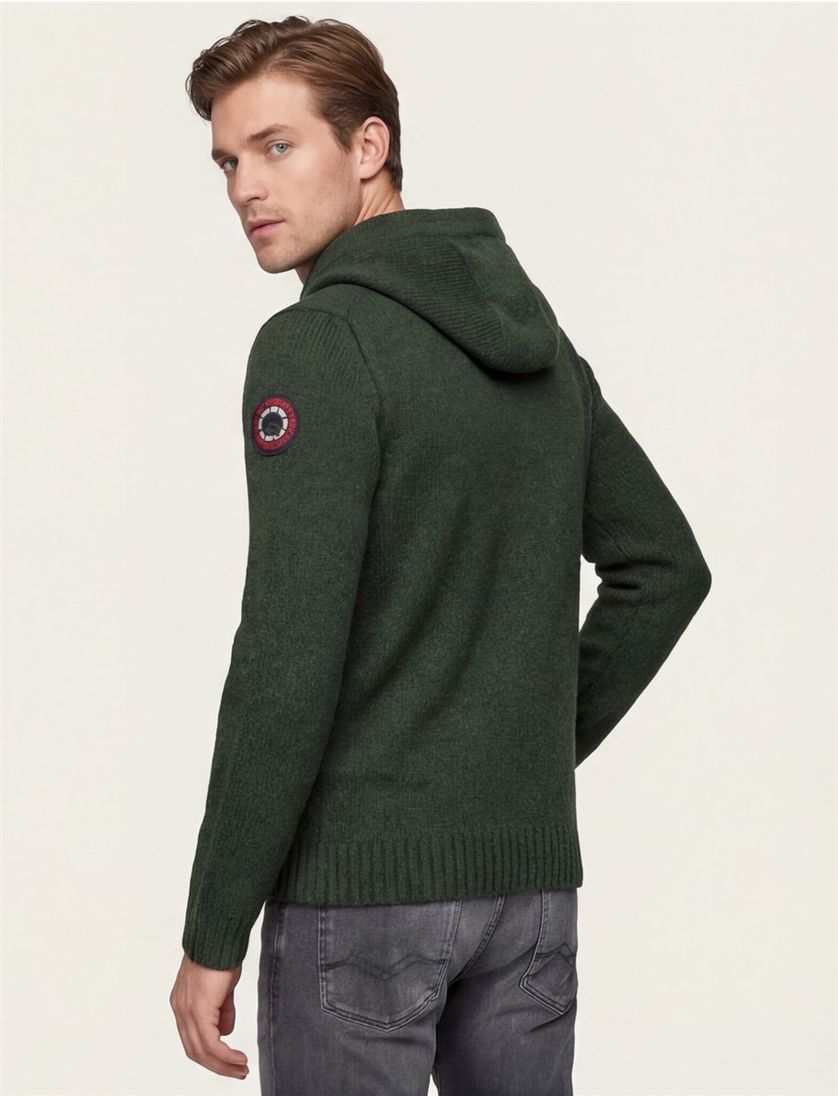 vest Aeronautica Militare effen groen gebreid