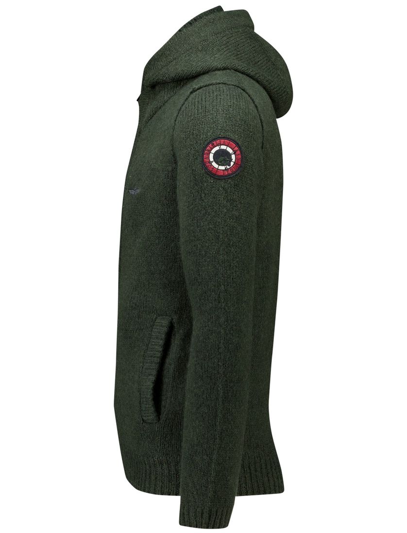 vest Aeronautica Militare effen groen gebreid