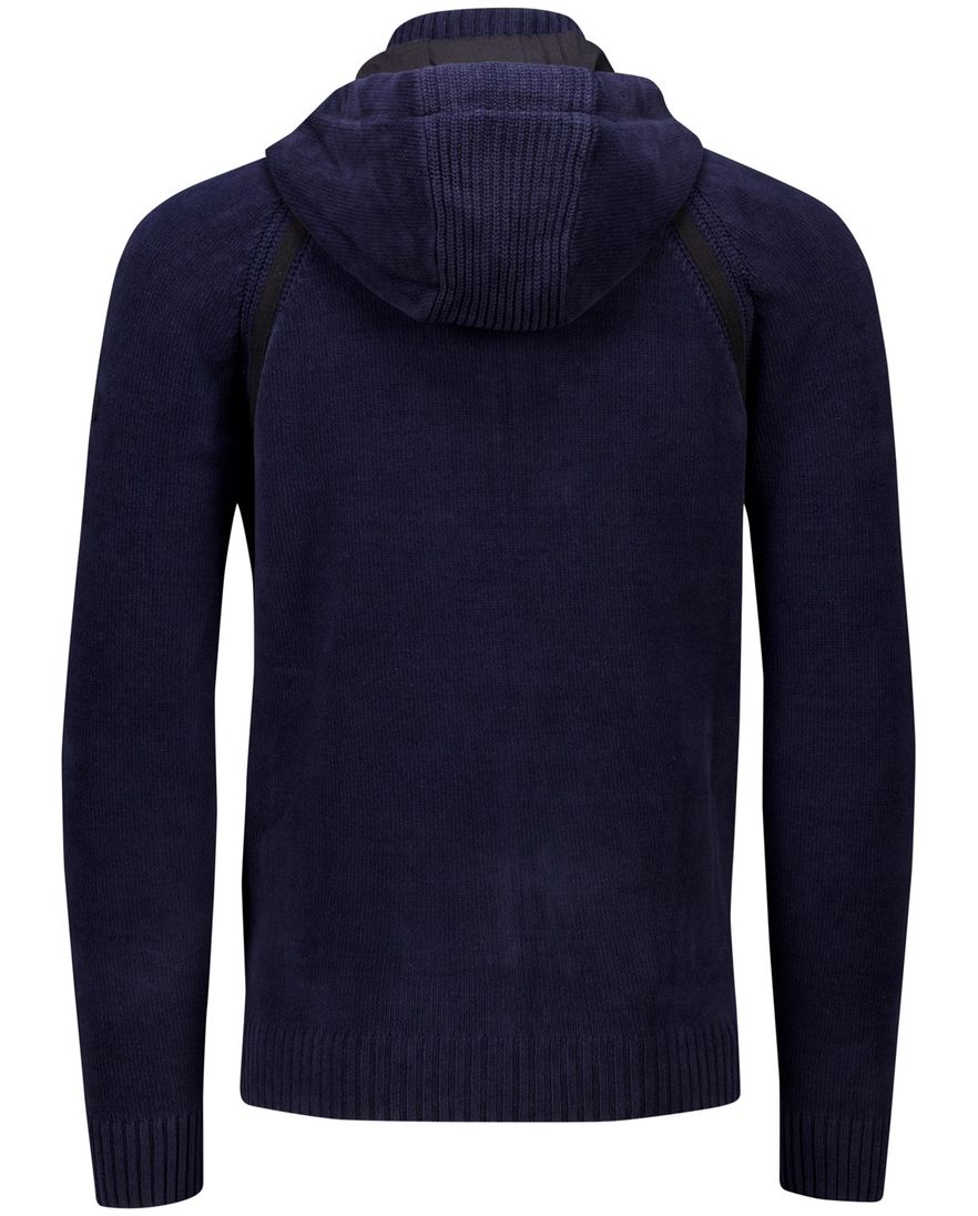 Aeronautica Militare hoodie rits effen donkerblauw gebreid