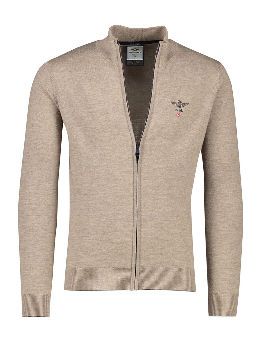 Aeronautica Militare vest beige gemêleerd slim fit