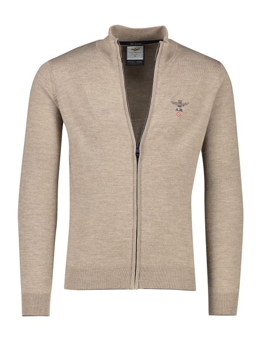 vest Aeronautica Militare beige gemêleerd wol rits