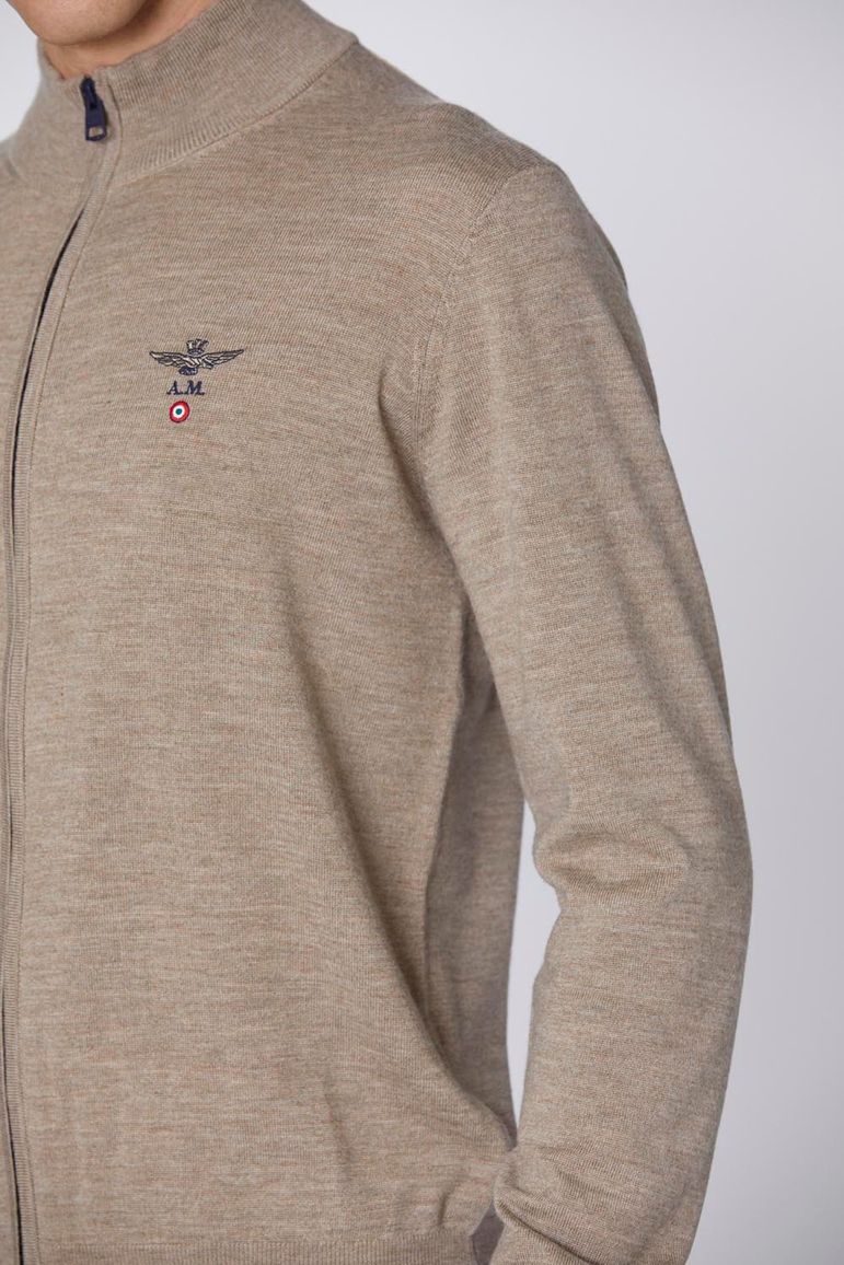 Aeronautica Militare vest beige gemêleerd merinowol