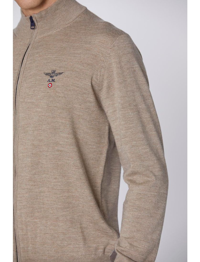 Aeronautica Militare vest beige gemêleerd slim fit
