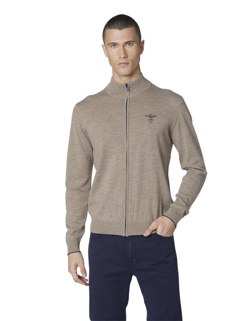 Aeronautica Militare vest beige gemêleerd slim fit