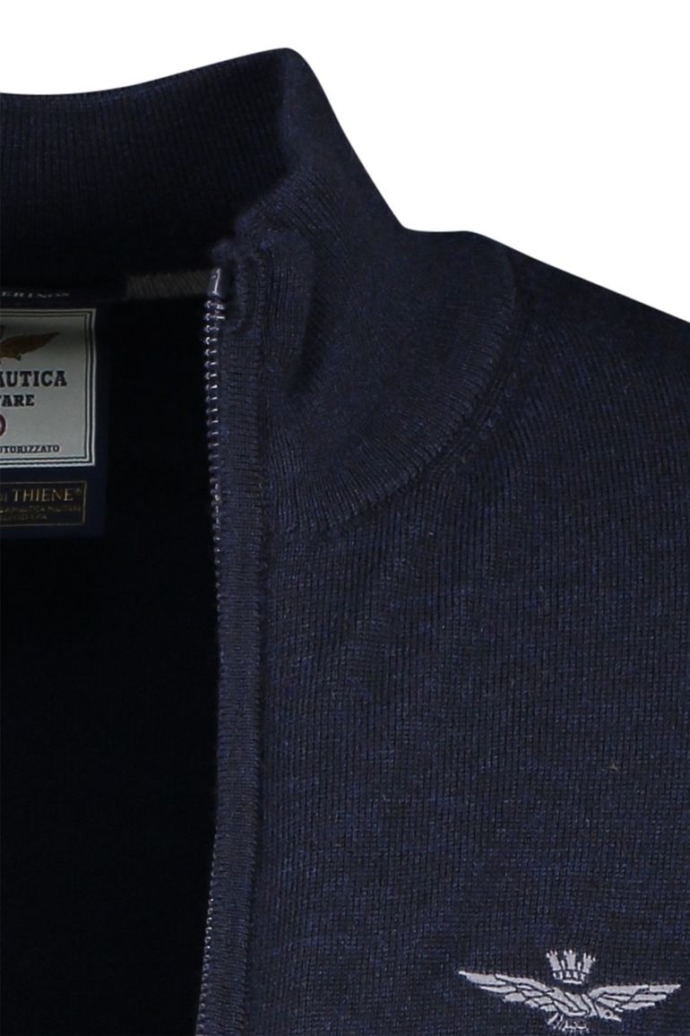Aeronautica Militare vest effen donkerblauw merinowol