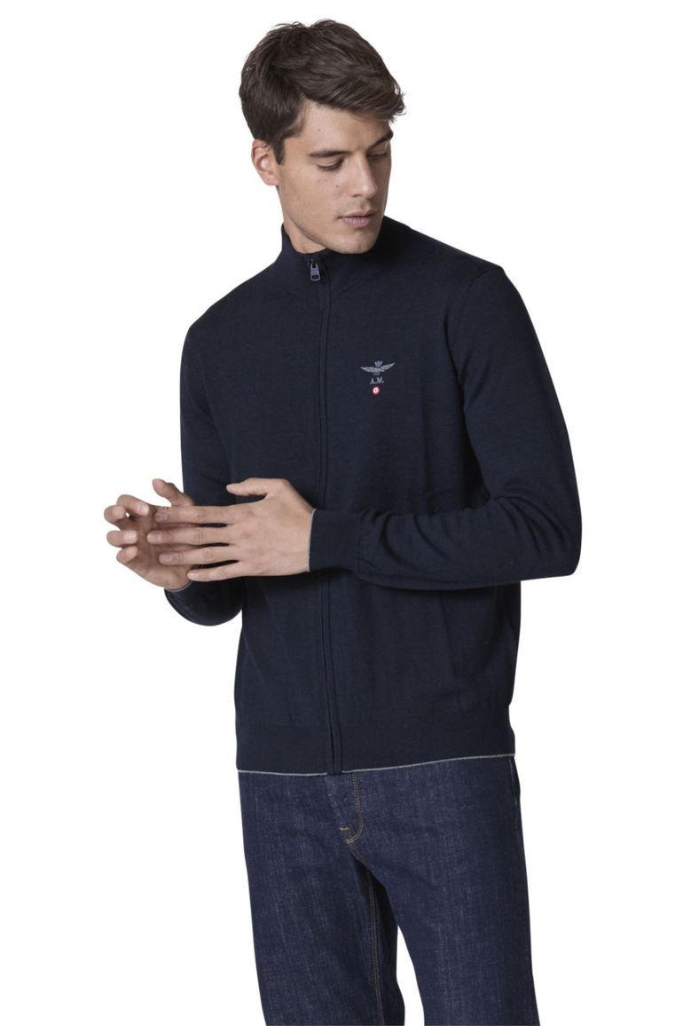 Aeronautica Militare vest effen donkerblauw merinowol