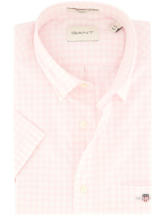 Gant overhemd korte mouw roze geruit button-down