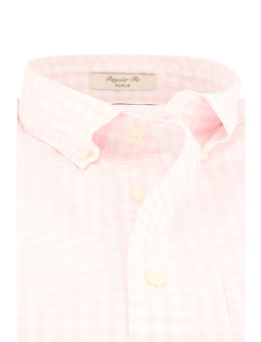 Gant overhemd korte mouw roze geruit button-down