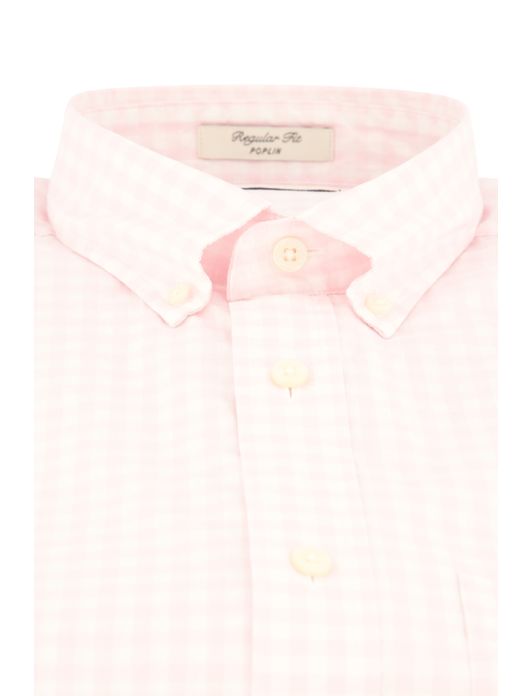 Gant overhemd korte mouw roze geruit button-down