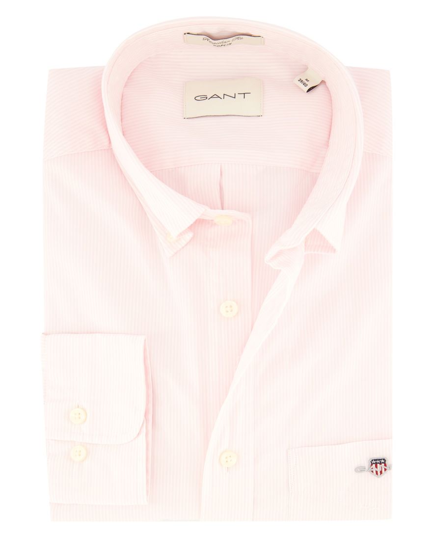 Gant overhemd roze gestreept button-down katoen normale fit