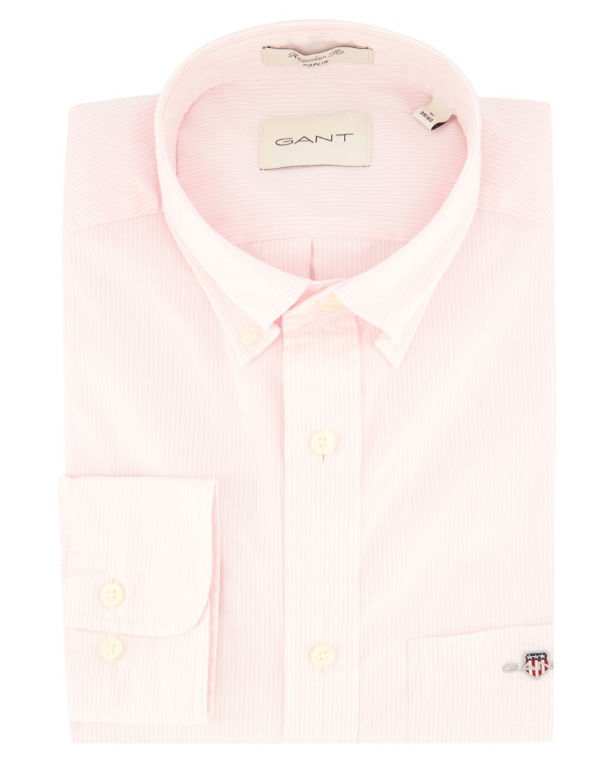 Gant overhemd roze gestreept button-down katoen normale fit