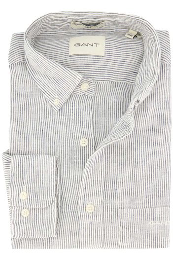 Gant linnen Gant overhemd wit gestreept normale fit