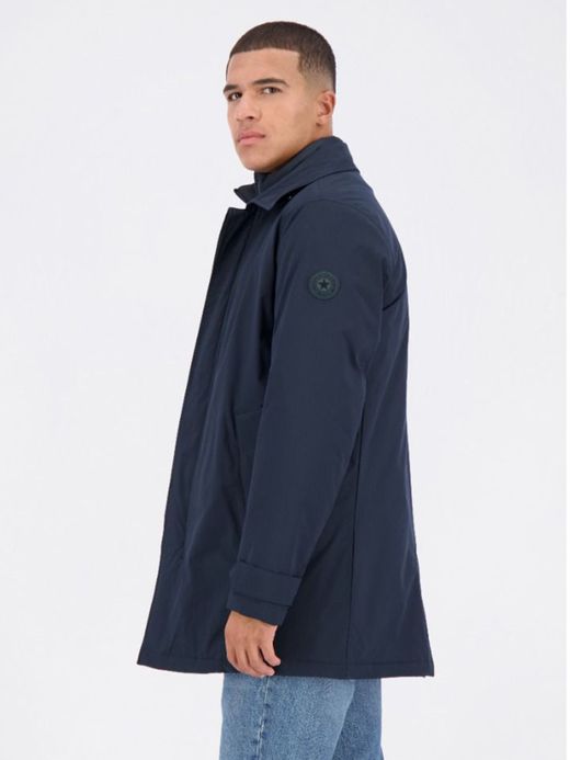 Airforce trenchcoat Cally effen donkerblauw normale fit