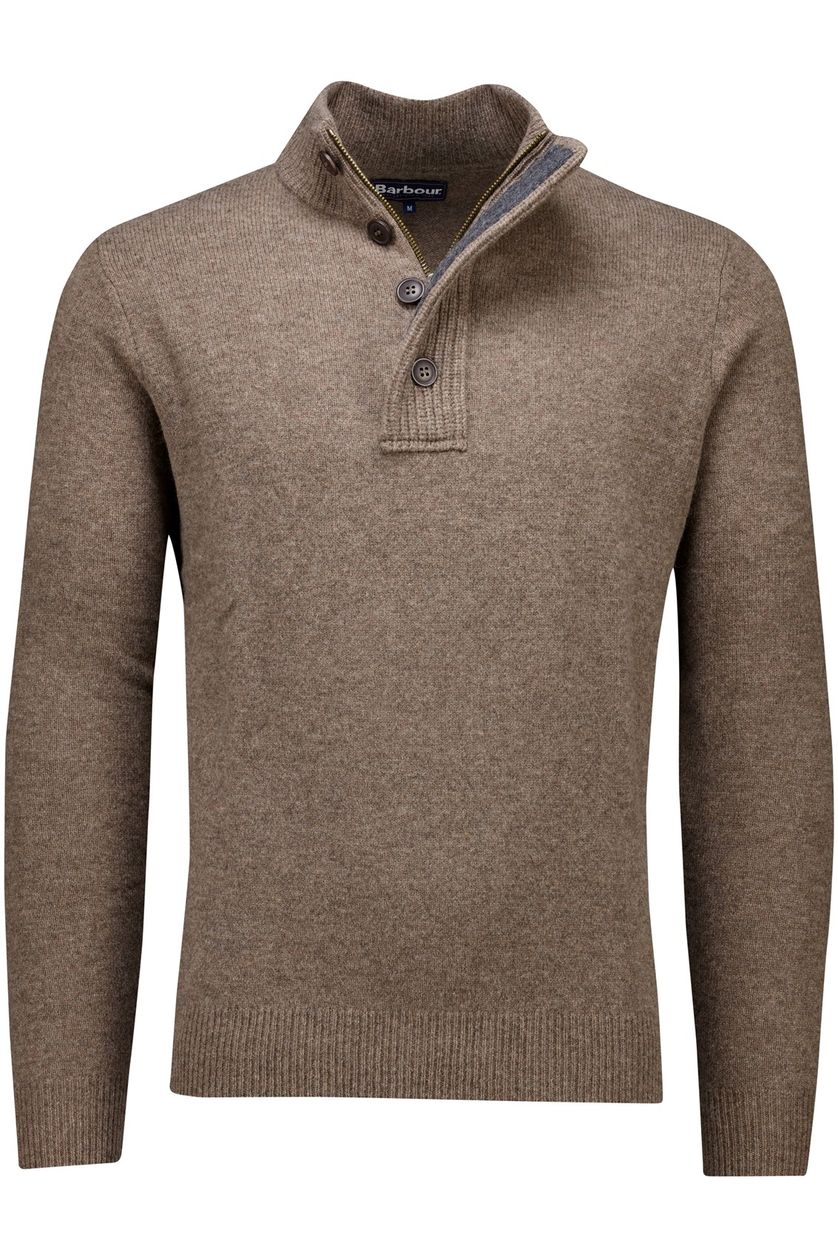 Barbour trui bruin half-zip knopen