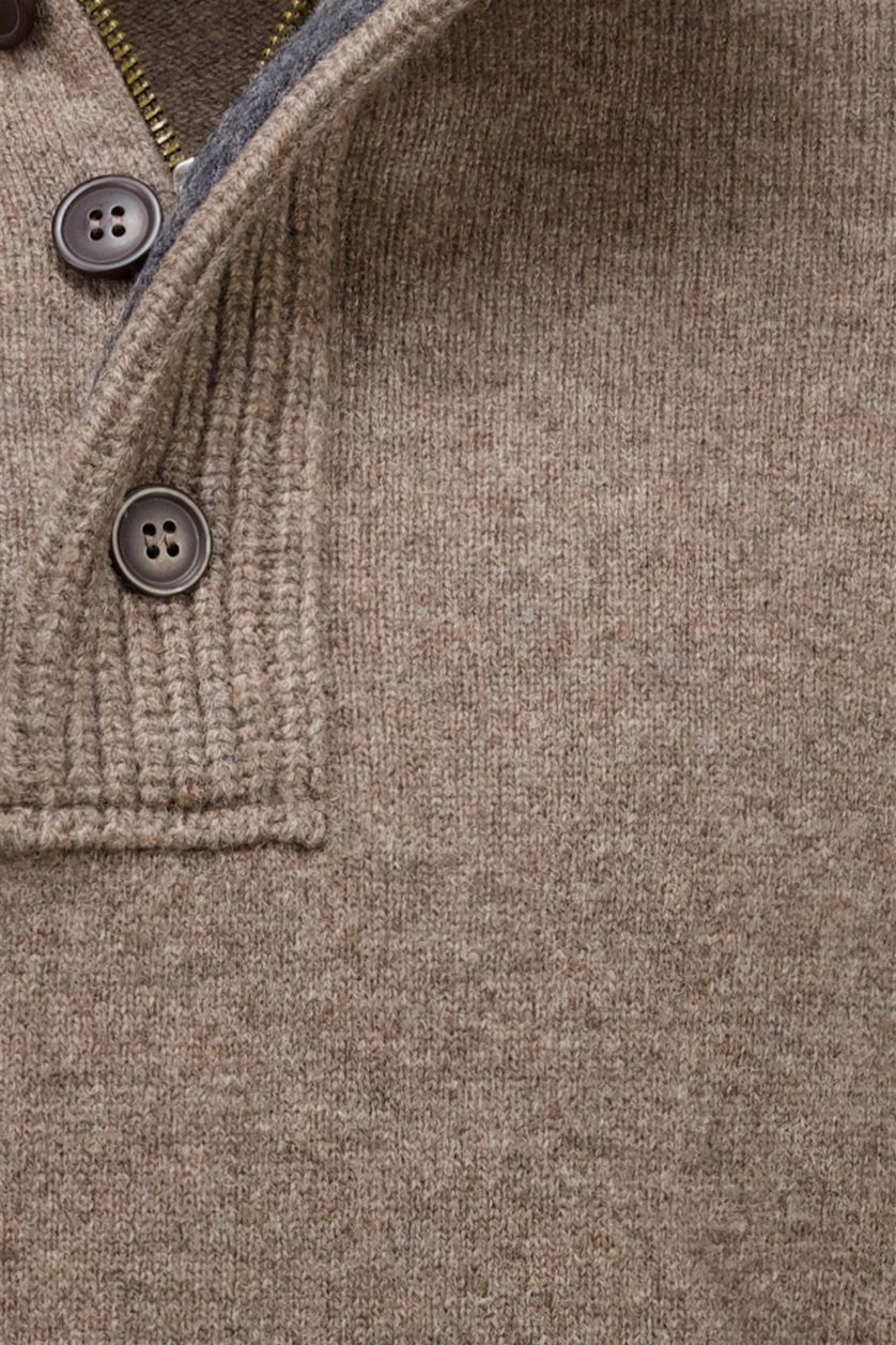 Barbour trui bruin half-zip knopen