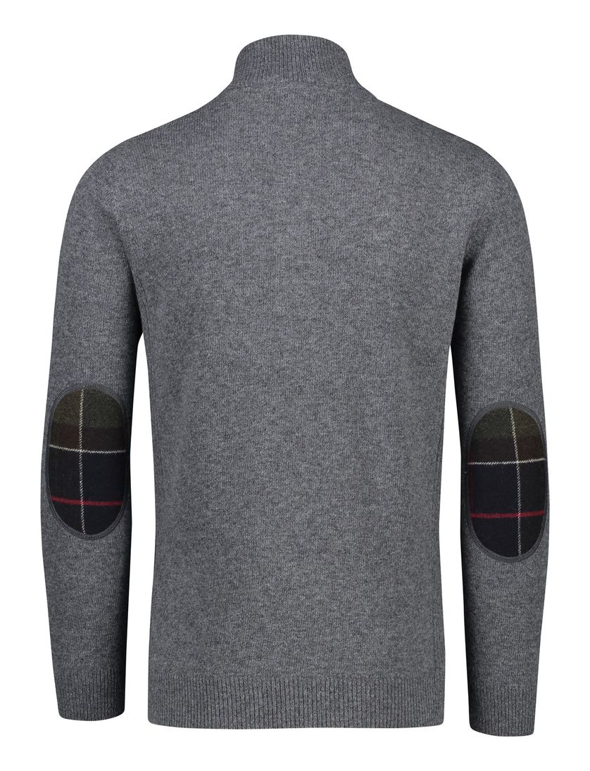wollen Barbour trui gemeleerd grijs half zip