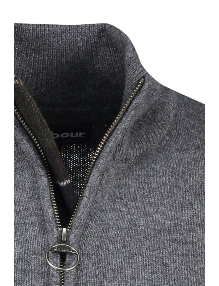 wollen Barbour trui gemeleerd grijs half zip