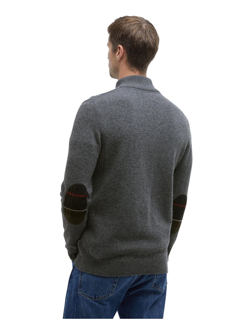 wollen Barbour trui gemeleerd grijs half zip