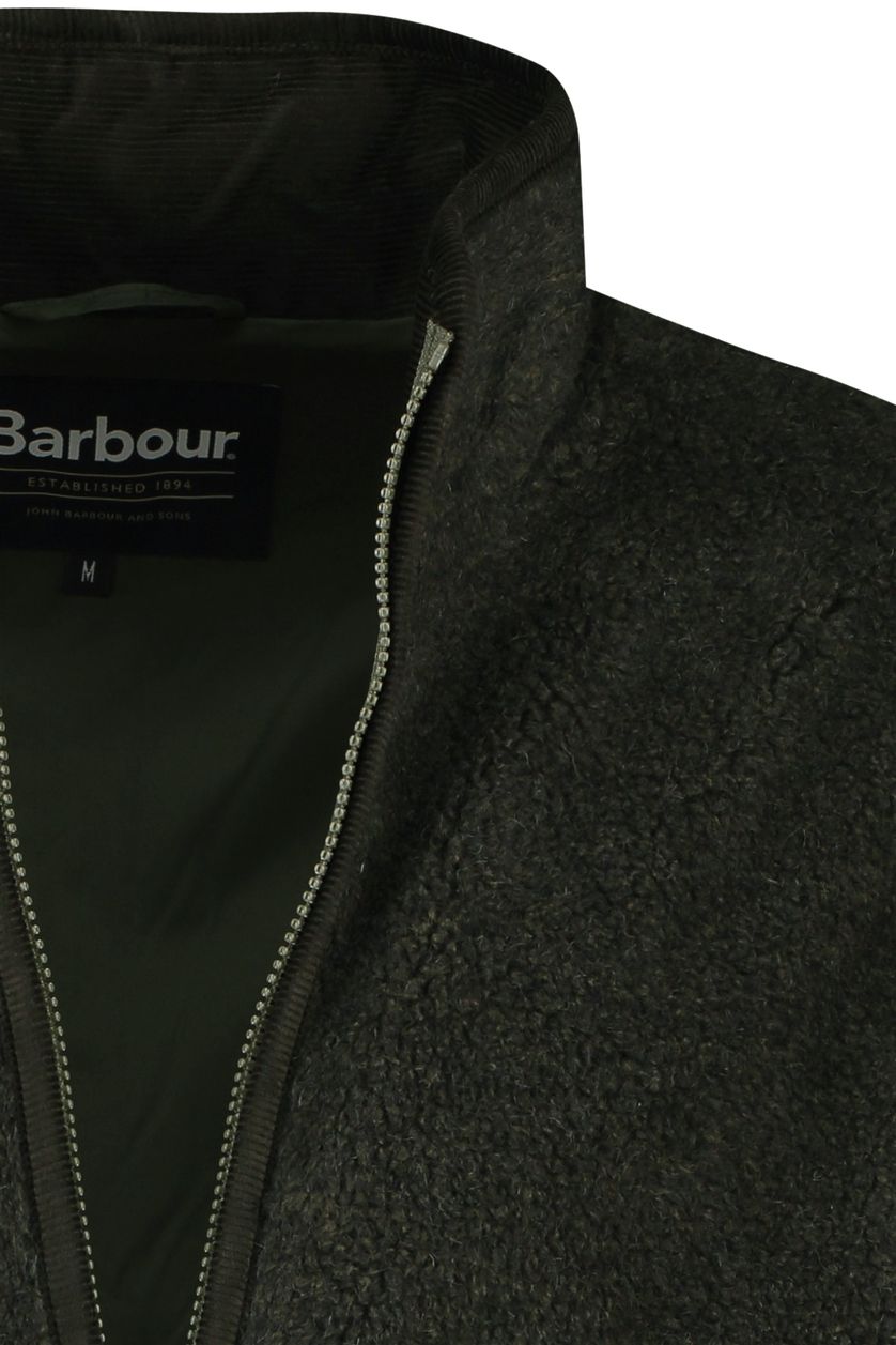 Outdoorvest Barbour groen fleece effen