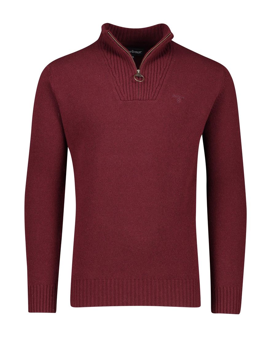 Barbour trui half zip rood wol