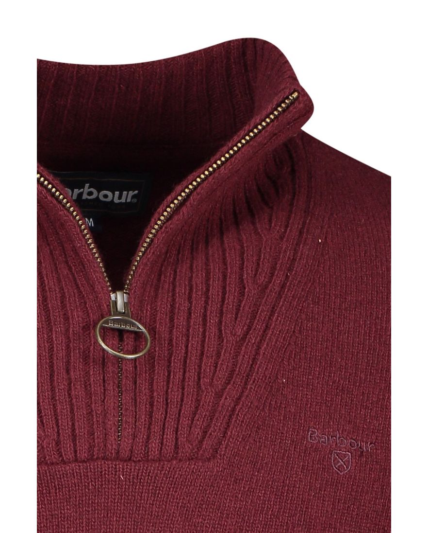 Barbour trui half zip rood wol