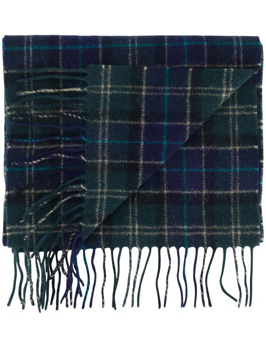 Geruite Barbour sjaal groen navy lamswol