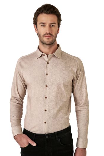 Desoto Desoto overhemd beige gemeleerd flanel