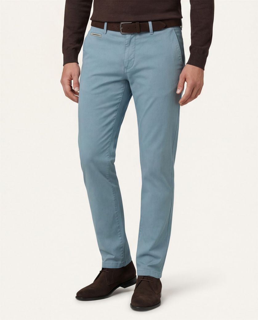 katoenen Gardeur Pantalon effen blauw normale fit