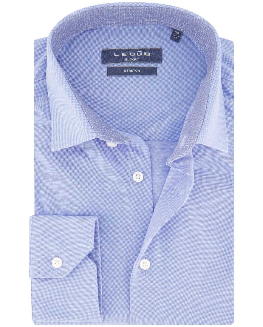 Slim fit Ledub overhemd lichtblauw stretch katoen