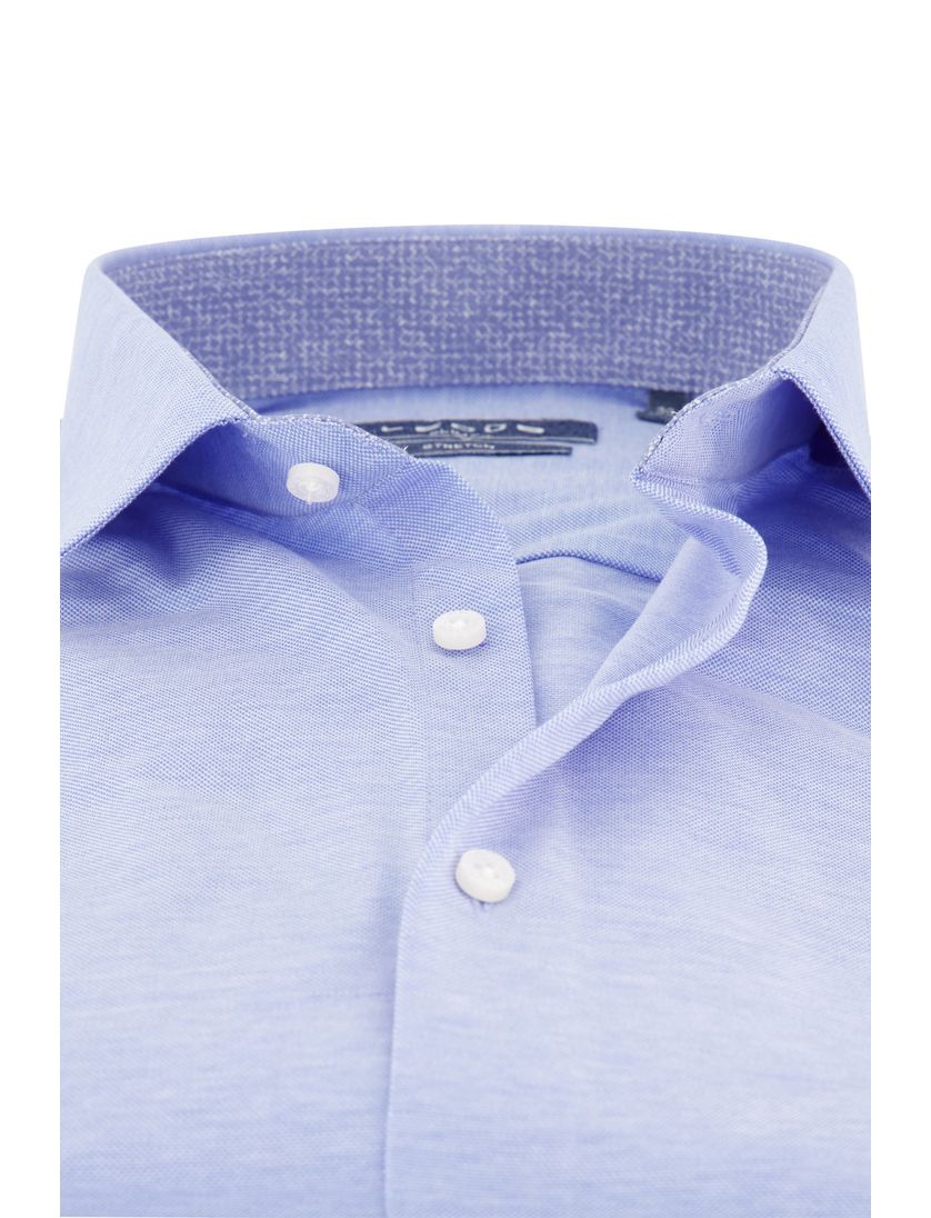 Slim fit Ledub stretch katoen overhemd lichtblauw